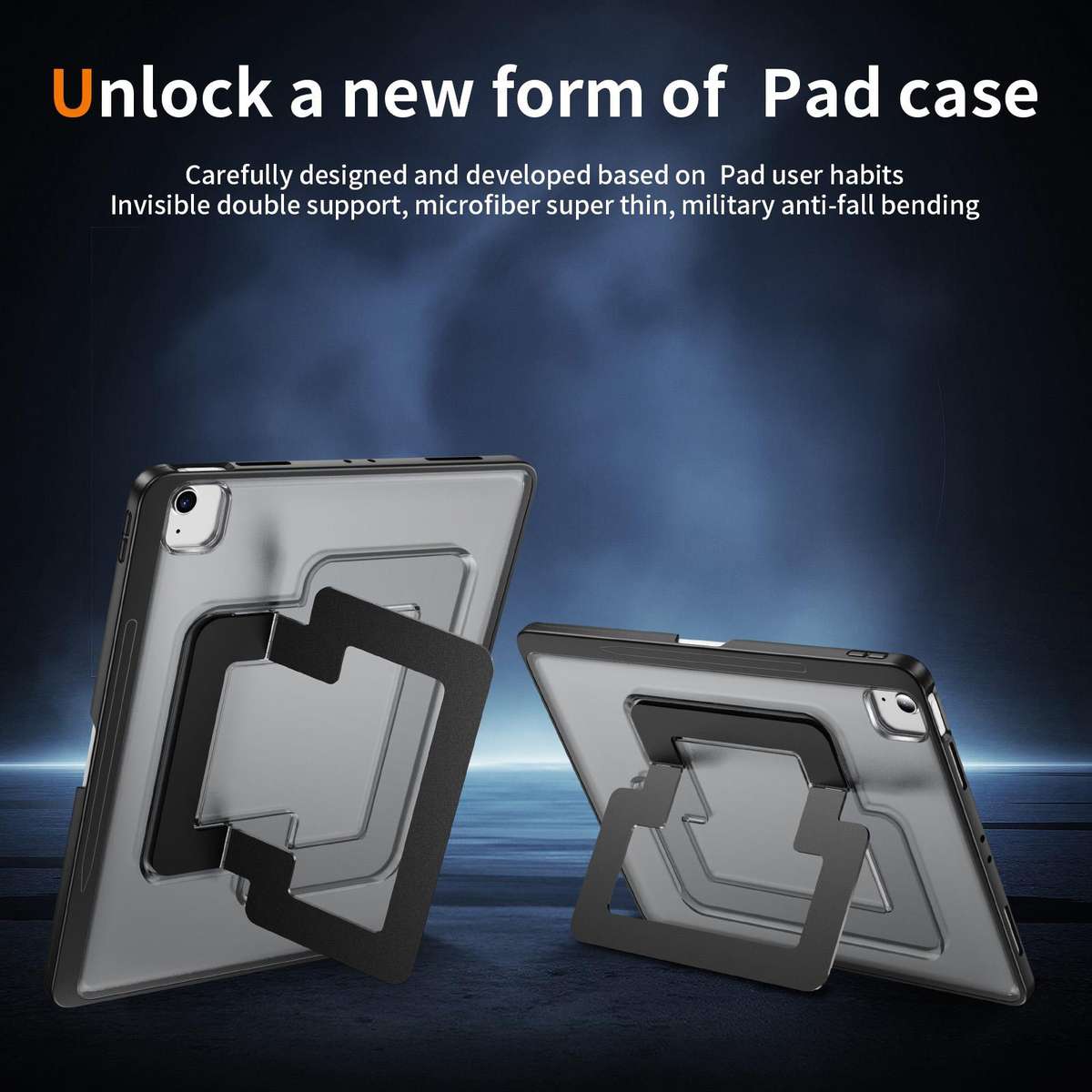 For iPad Air 13 2026 / 2025 / 2024 Invisible Holder PC Hydric TPU Tablet Case(Black)
