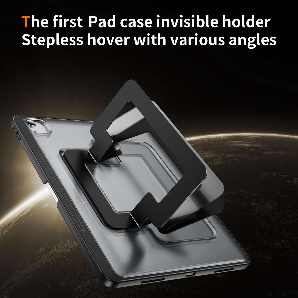 For iPad Air 13 2026 / 2025 / 2024 Invisible Holder PC Hydric TPU Tablet Case(Black)
