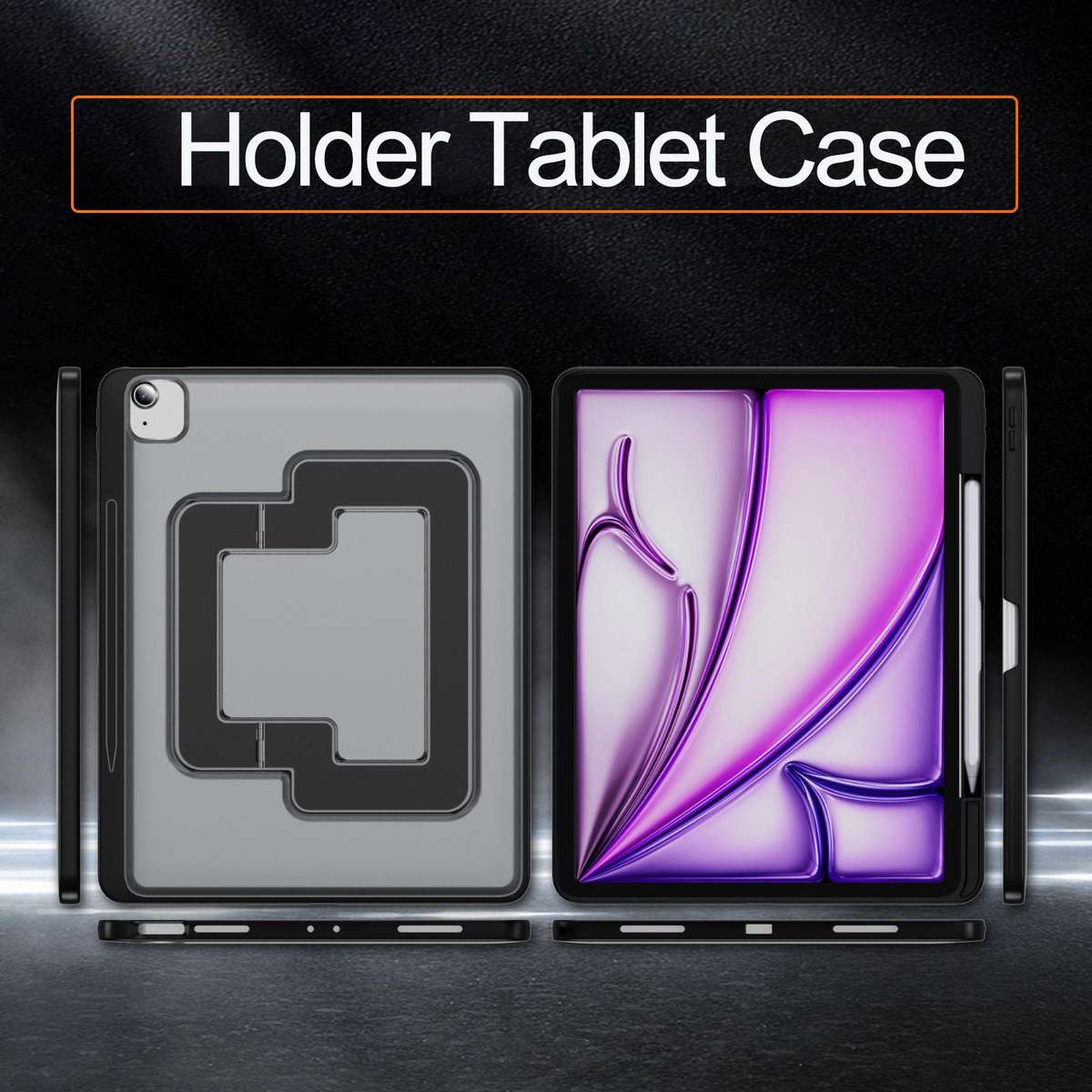 For iPad Air 13 2026 / 2025 / 2024 Invisible Holder PC Hydric TPU Tablet Case(Black)