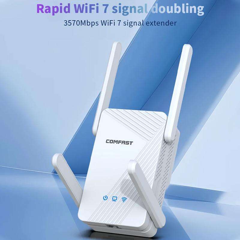 COMFAST CF-WR773BE 3570Mbps WiFi7 Signal Extender Dual Band Gigabit Wireless Repeater, Plug:UK Plug(