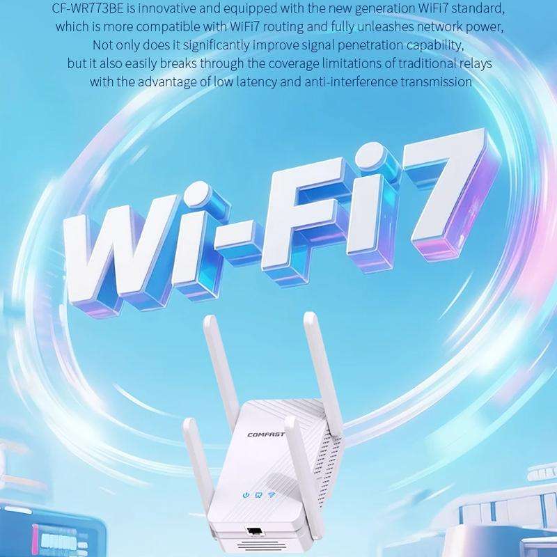 COMFAST CF-WR773BE 3570Mbps WiFi7 Signal Extender Dual Band Gigabit Wireless Repeater, Plug:UK Plug(