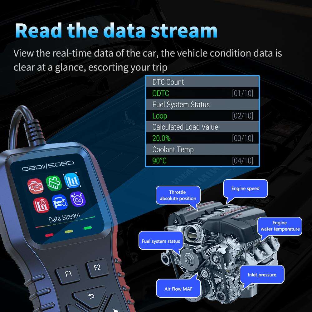 K1 Car OBDII Diagnostic Tool Smart Engine Fault Detector(Grey Black)