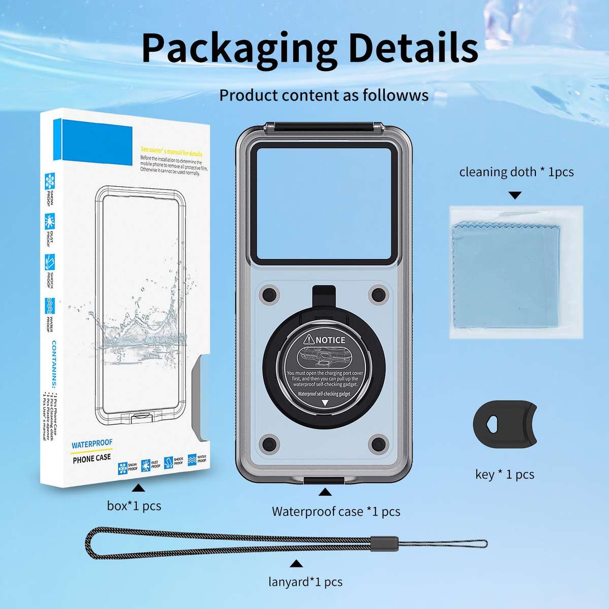RedPepper G80 Pro Diving Protective Cover, Waterproof Depth: 15m(Light Blue)