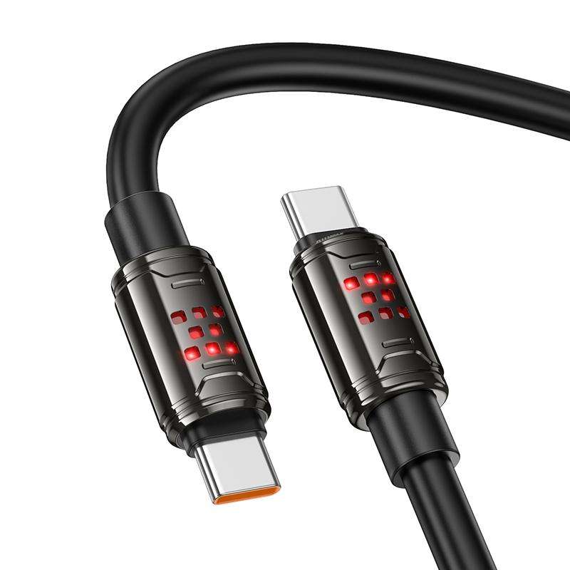 hoco U143 Joy LED 240W Type-C to Type-C Fast Charging Data Cable, Length: 1.2m(Black)