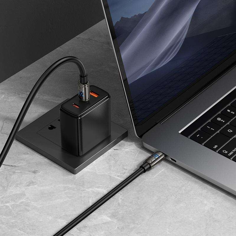 hoco U143 Joy LED 240W Type-C to Type-C Fast Charging Data Cable, Length: 1.2m(Black)