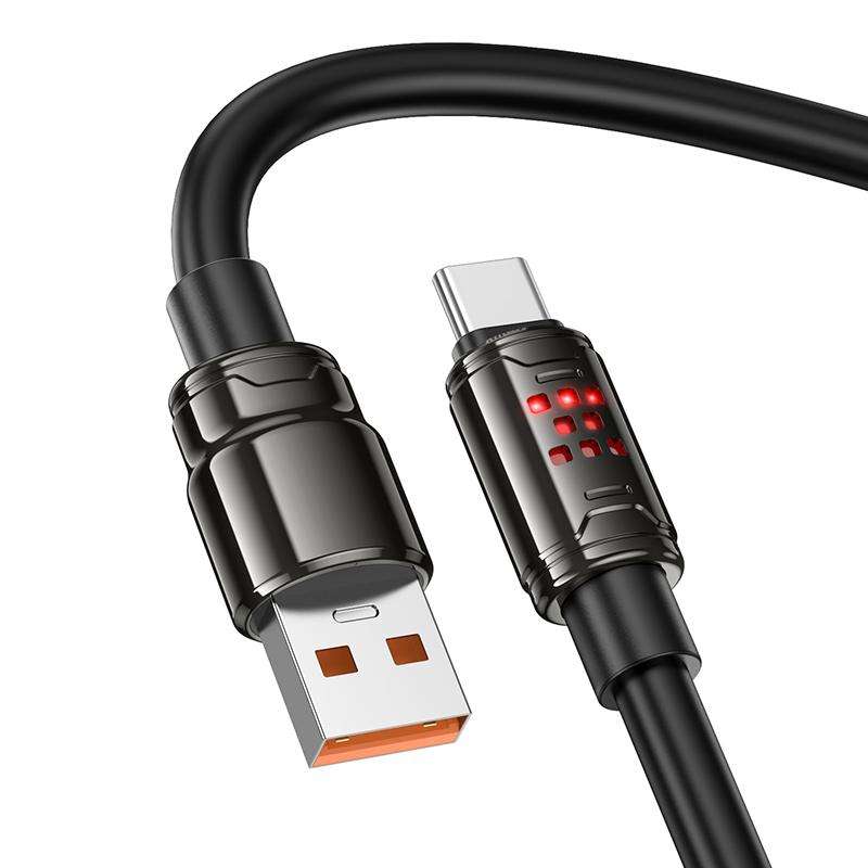 hoco U143 Joy LED 5A USB to Type-C Fast Charging Data Cable, Length: 1.2m(Black)