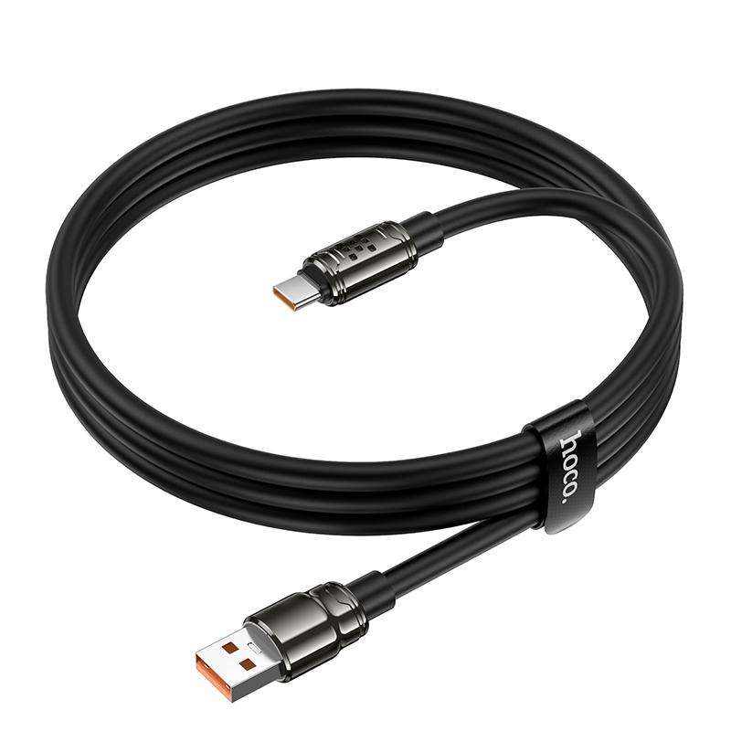 hoco U143 Joy LED 5A USB to Type-C Fast Charging Data Cable, Length: 1.2m(Black)