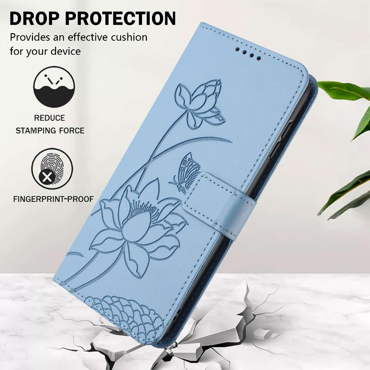 For Redmi Note 15 5G / 4G Global 164mm Lotus Embossed Leather Phone Case with Lanyard(Blue)