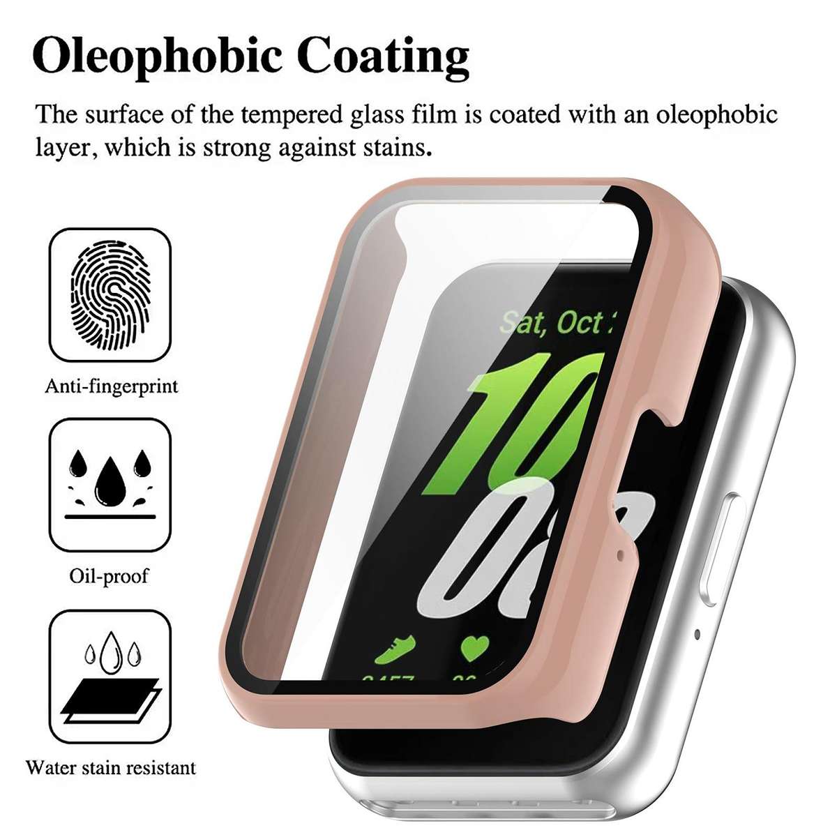 For Samsung Galaxy Fit3 xDfind Tempered Film Integrated PC Watch Protective Cover(Pink)
