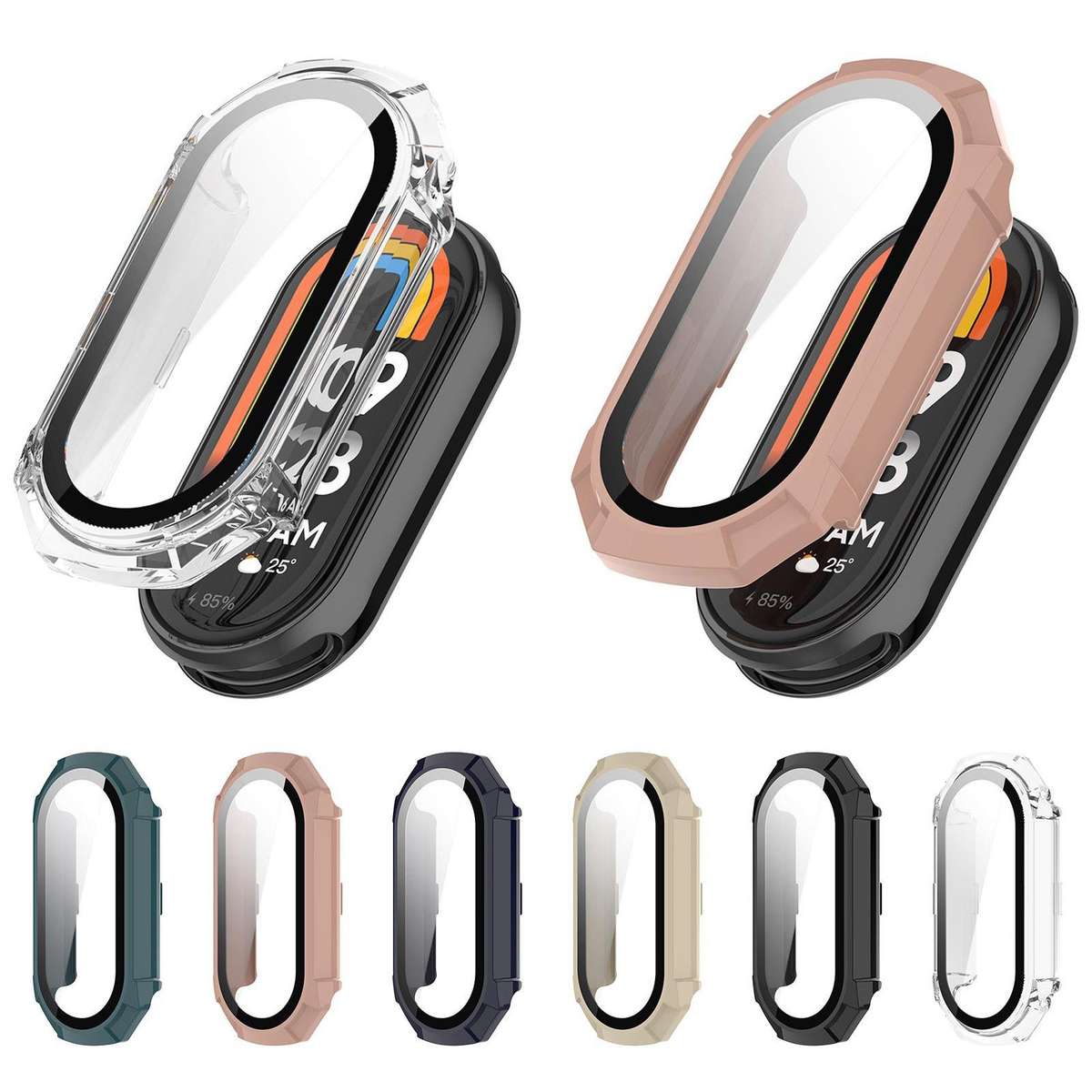 For Xiaomi Smart Band 9 / 9 NFC xDfind Armor Tempered Film Integrated PC W ... (Transparent White)