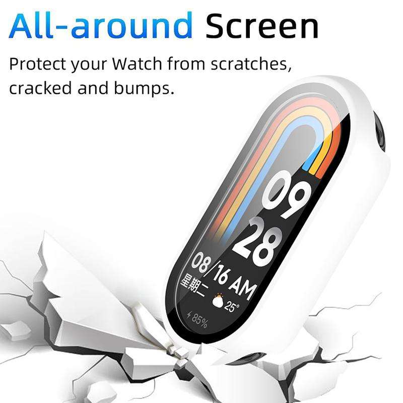 For Xiaomi Smart Band 10 xDfind Tempered Film Integrated PC Watch Protective Cover(White)
