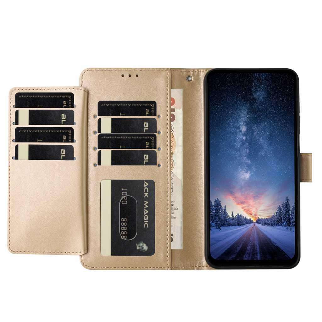 For Samsung Galaxy S20 FE Lambskin 8-card Slot Leather Phone Case(Gold)