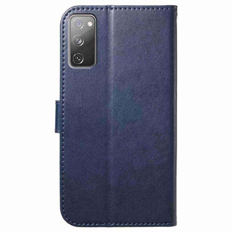 For Samsung Galaxy S20 FE Lambskin 8-card Slot Leather Phone Case(Dark Blue)