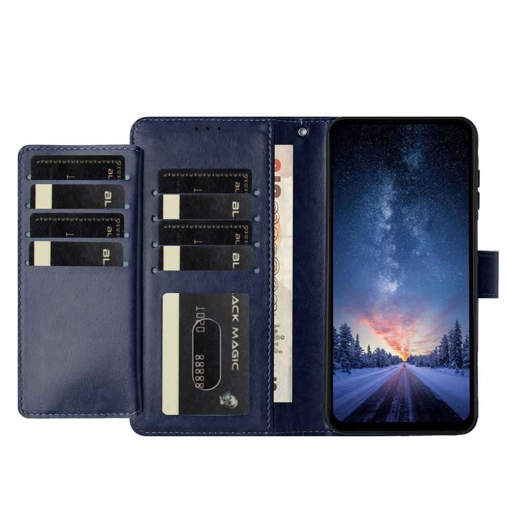 For Samsung Galaxy S20 FE Lambskin 8-card Slot Leather Phone Case(Dark Blue)