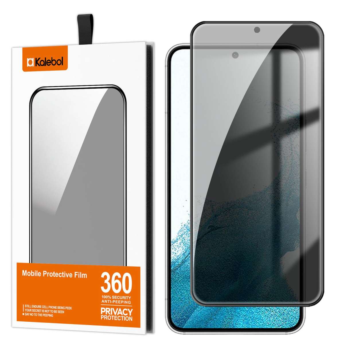 For Samsung Galaxy S22 5G Kalebol High-Aluminum Screen-Printed Full-Coverage Black-Border Privacy