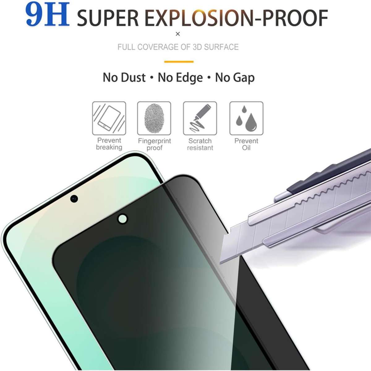 For Samsung Galaxy A57 5G Kalebol High-Aluminum Screen-Printed Full-Coverage Black-Border Privacy