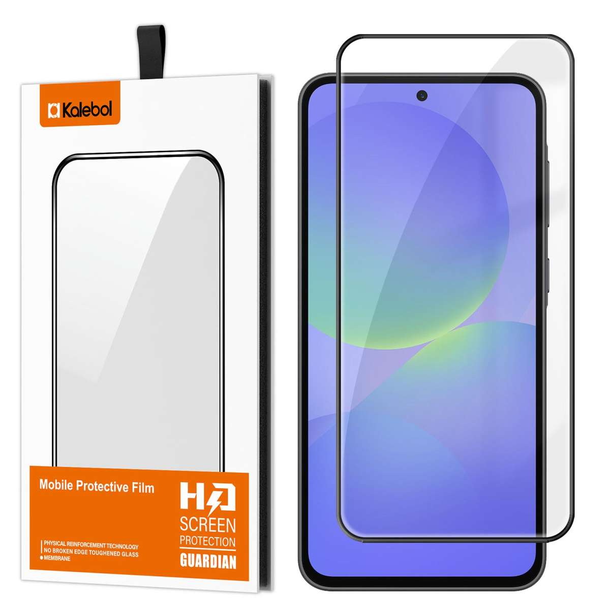For Samsung Galaxy A37 5G Kalebol High-Aluminum Screen-Printed Full-Coverage Anti-Fingerprint Blac