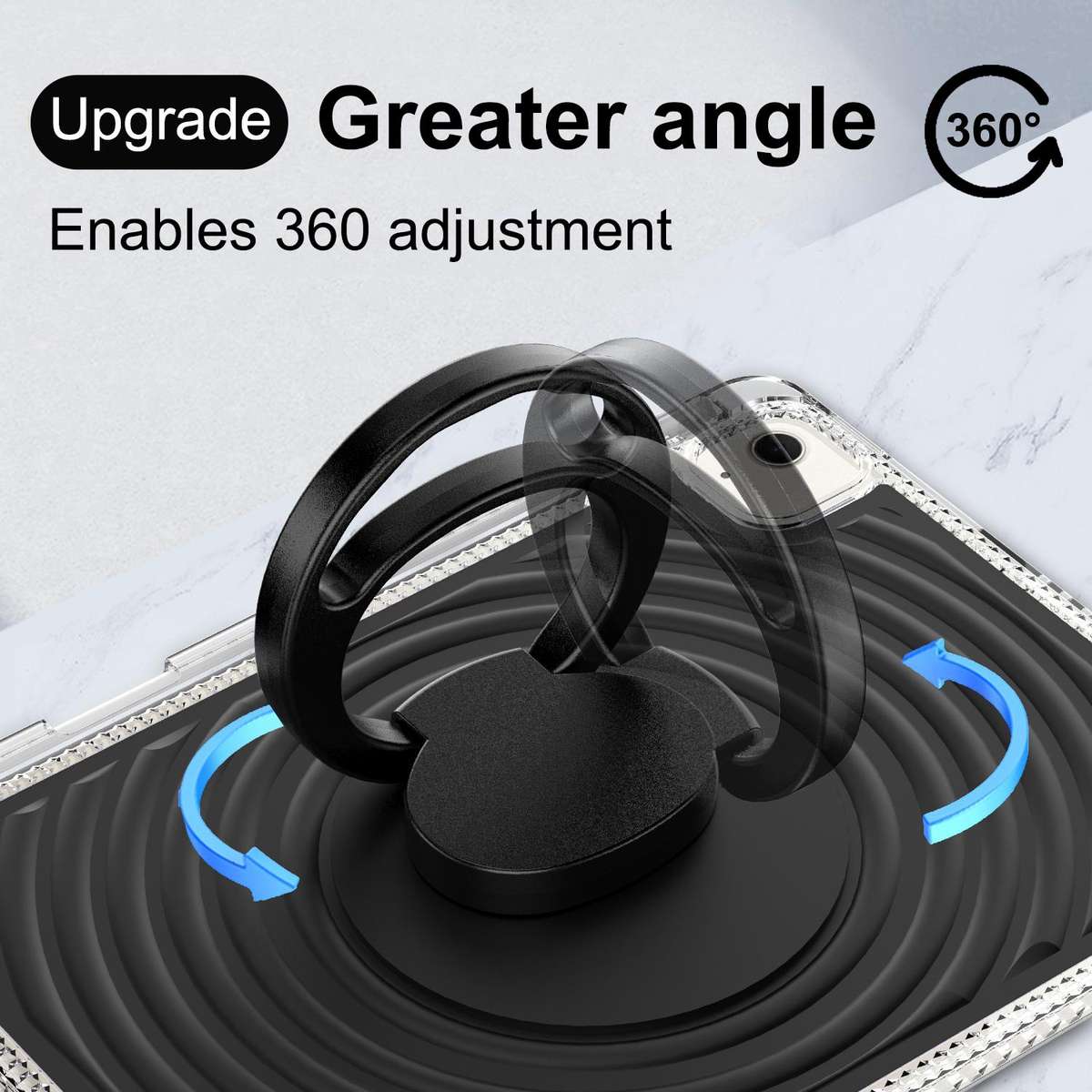 For iPad Air 11 2026 / 2025 / 2024 Wave Texture Rotating Holder Tablet Case with Pen Slot(Black)