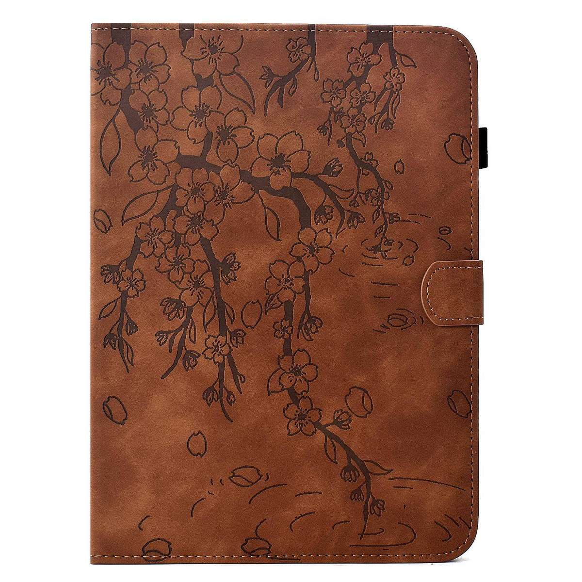 For iPad 9.7 2018 / 2017 Plum Blossom Embossed Smart Leather Tablet Case(Brown)