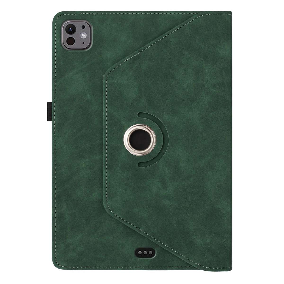 For iPad Air 11 2026 / 2025 / 2024 Smile Embossed Rotation Holder Leather Smart Tablet Case(Green)