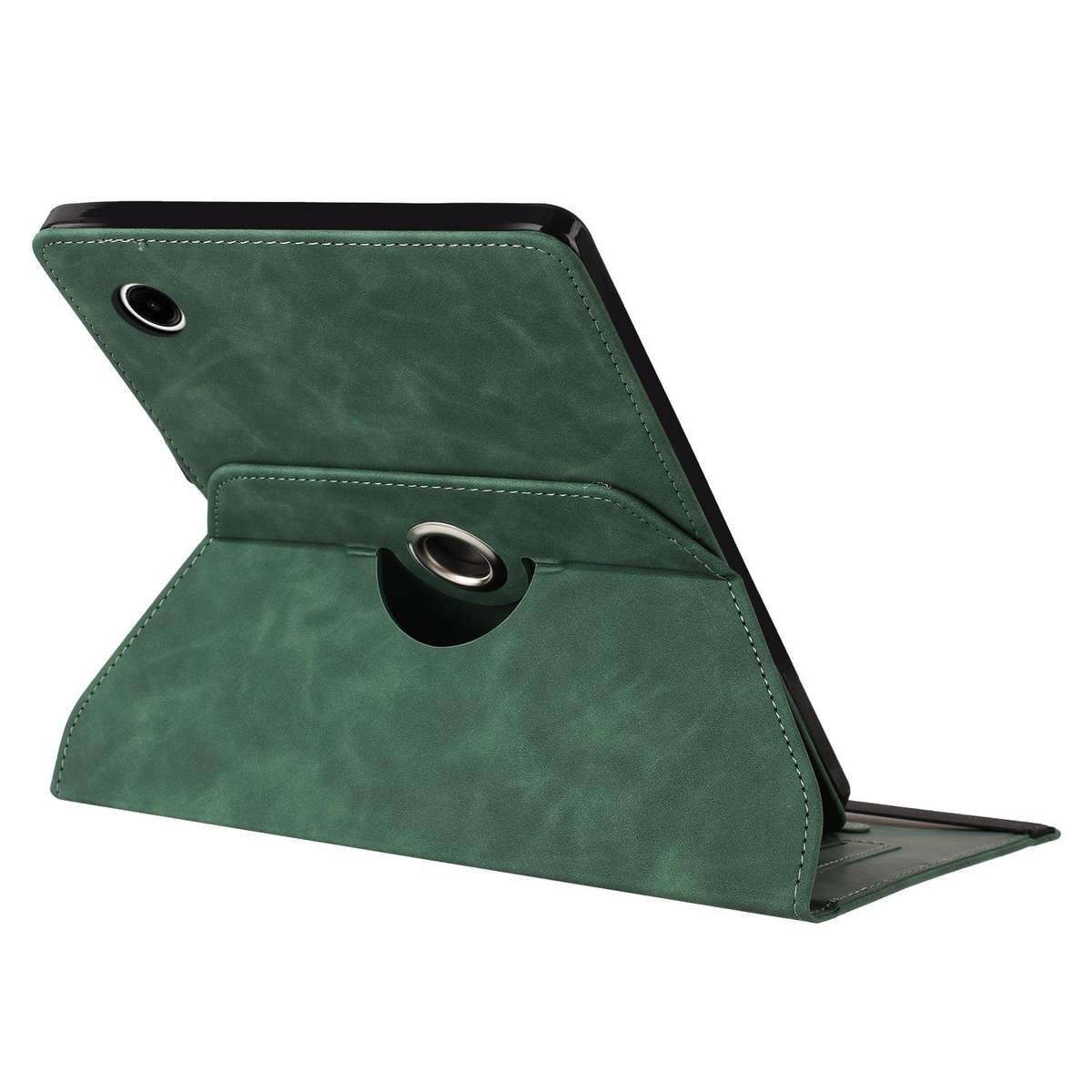 For Samsung Galaxy Tab A11 / A9 Smile Embossed Rotation Holder Leather Tablet Case(Green)