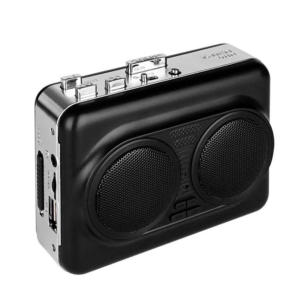 302 Cassette to MP3 Converter Tape Player Portable Dual Speakers(Black)