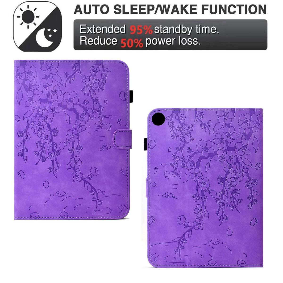 For Samsung Galaxy Tab A11+ / A9+ Plum Blossom Embossed Smart Leather Tablet Case(Light Purple)