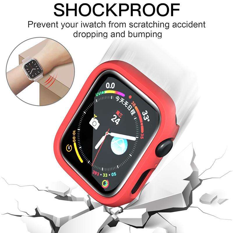 For Apple Watch Series 6 / 5 / 4 / SE 44mm xDfind PC Frosted Hollow Half Coverage Watch Cover(Red)