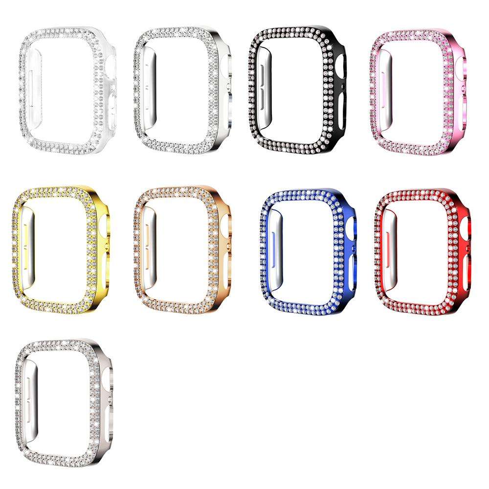 For Apple Watch Series 6 / 5 / 4 / SE 44mm xDfind Double Row Diamond Hollow PC Wat ... (Rose Gold)