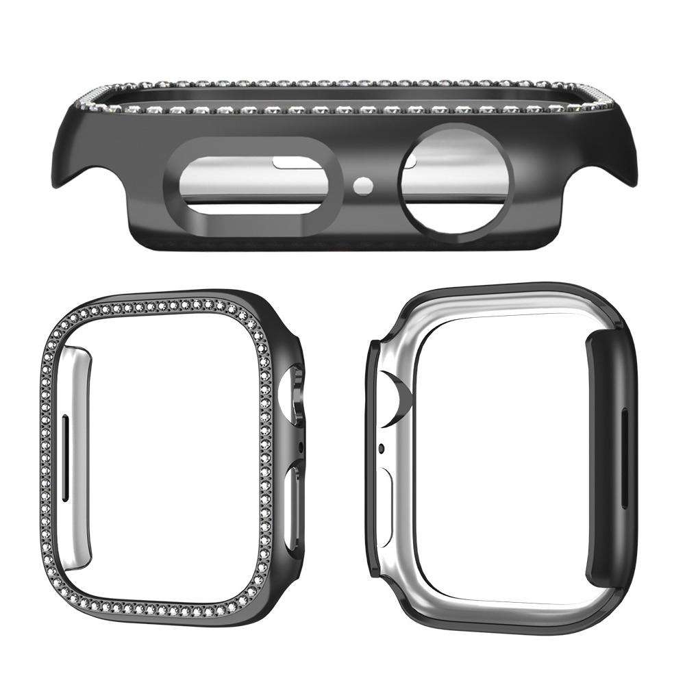 For Apple Watch Series 11 46mm / 10 46mm xDfind Single Row Diamond Hollow PC Watch ... (Starlight)