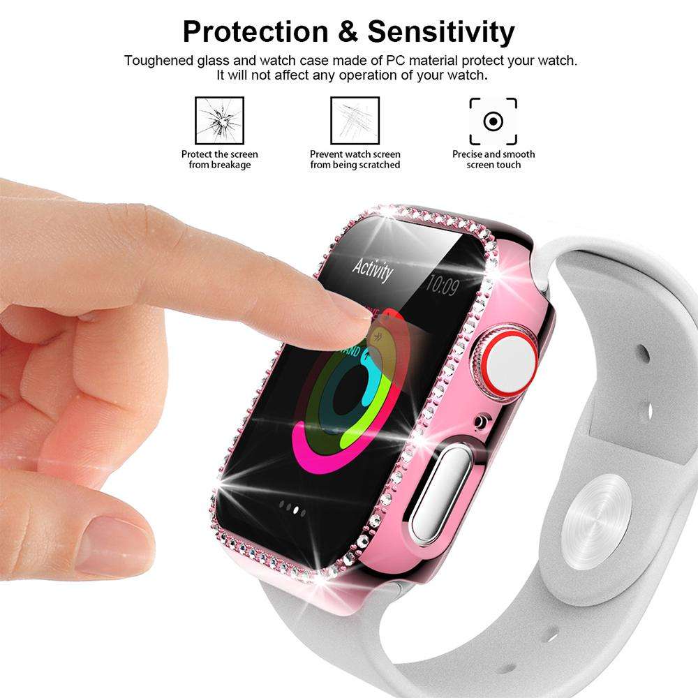 For Apple Watch Series 11 46mm / 10 46mm xDfind Single Row Diamond Hollow PC Watch ... (Starlight)