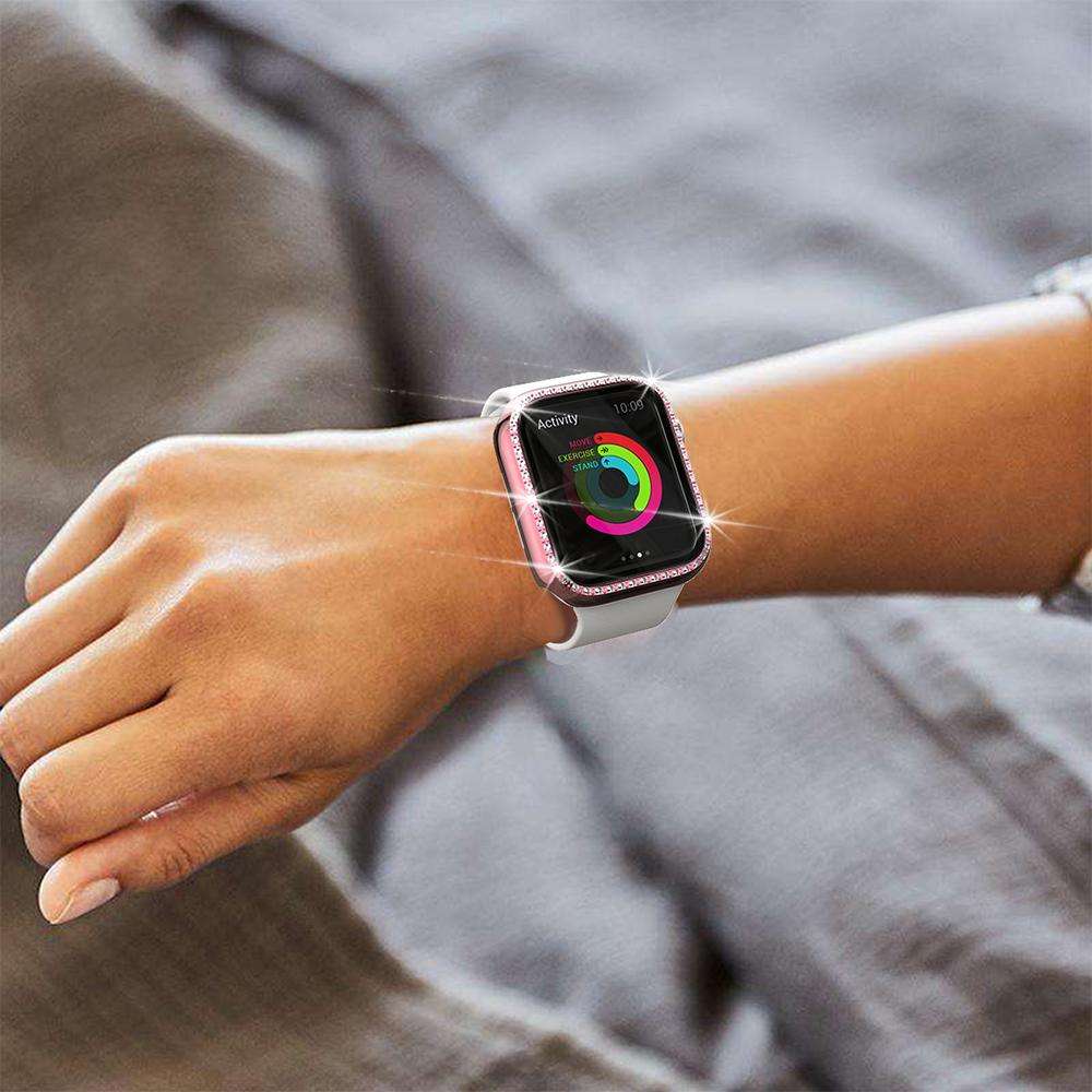 For Apple Watch Series 11 46mm / 10 46mm xDfind Single Row Diamond Hollow PC Watch ... (Starlight)