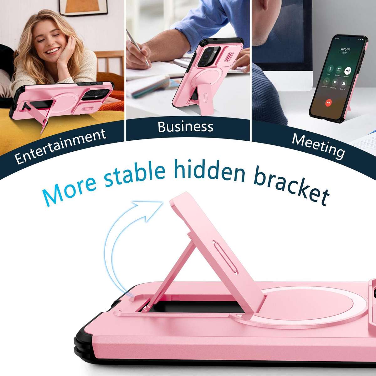 For Samsung Galaxy A57 5G Sliding Camshield MagSafe Holder Phone Case(Pink)