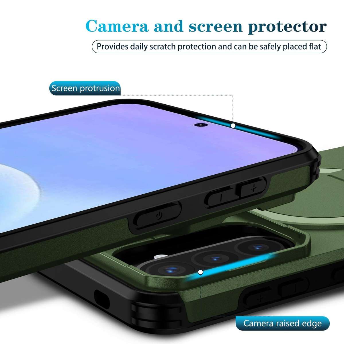 For Samsung Galaxy A57 5G Sliding Camshield MagSafe Holder Phone Case(Green)