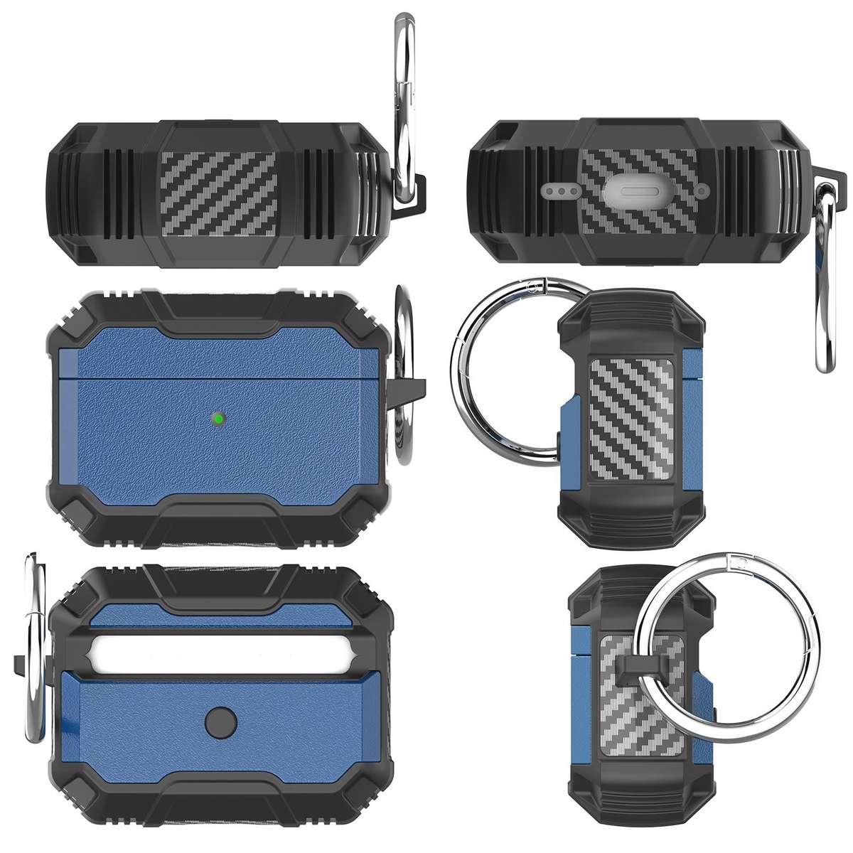 For AirPods Pro 3 Wireless Earphone TPU Hybrid PC Shockproof Cover with Hook(Navy Blue Pink)