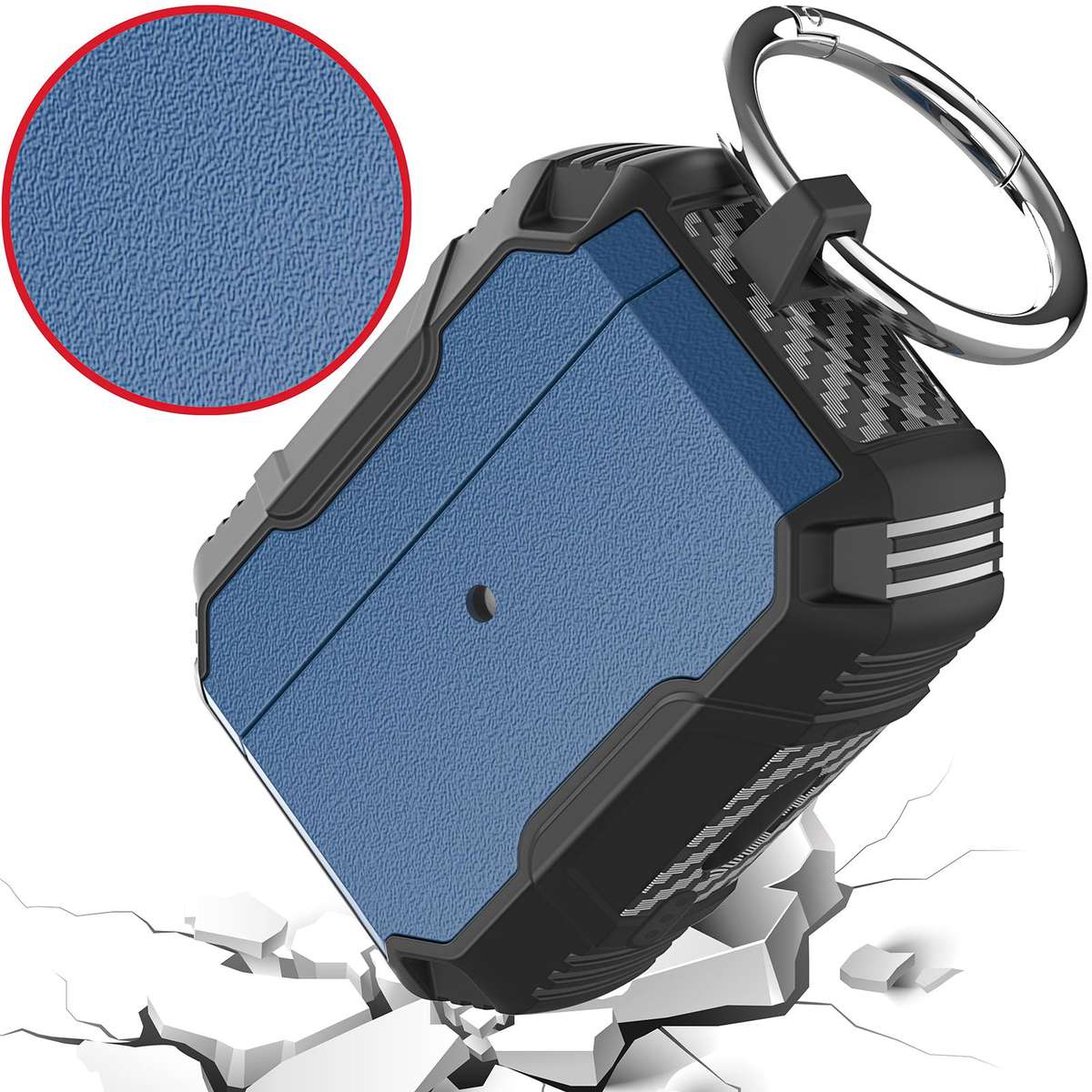 For AirPods Pro 3 Wireless Earphone TPU Hybrid PC Shockproof Cover with Hook(Navy Blue Pink)