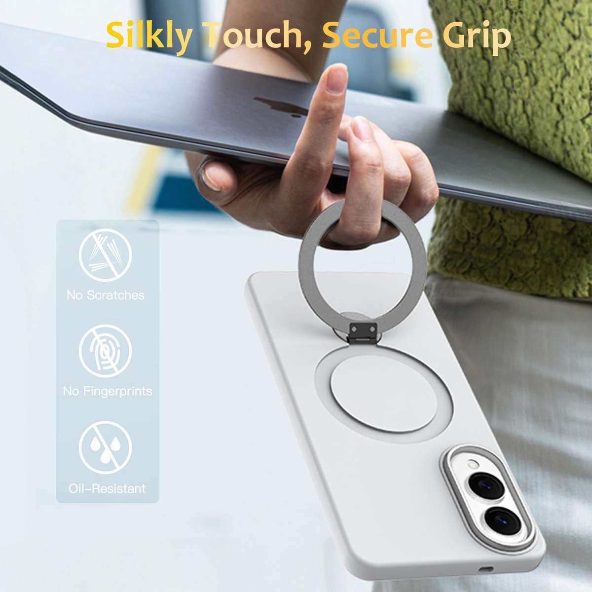 For Samsung Galaxy S25 Edge 5G Gen1.5 Pivot Ring Holder TPU Hybrid PC Phone Case(White)