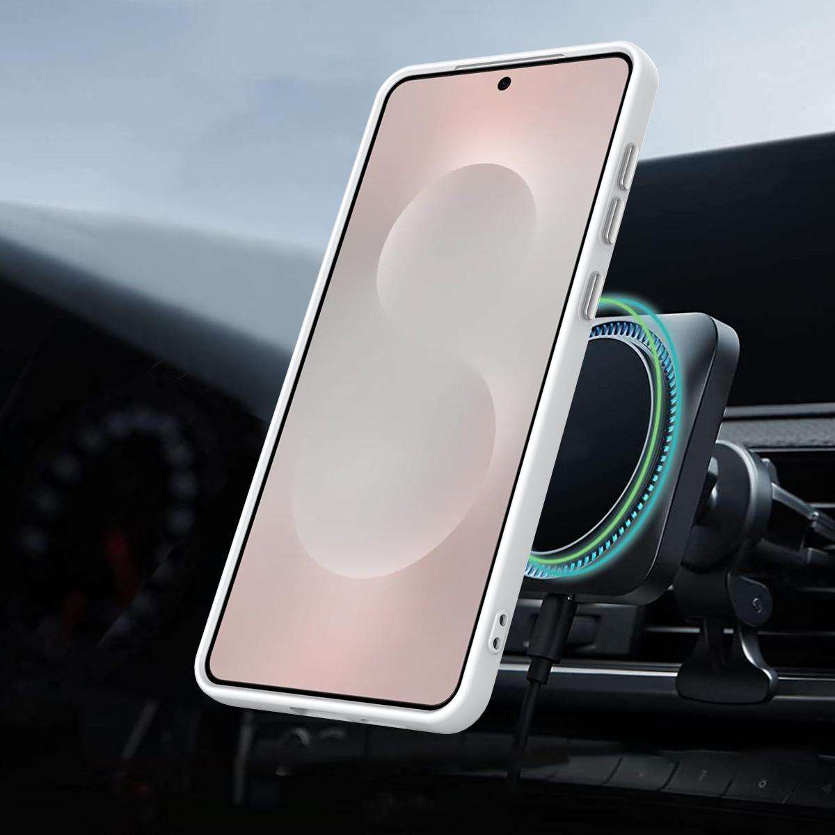 For Samsung Galaxy S25 Edge 5G Gen1.5 Pivot Ring Holder TPU Hybrid PC Phone Case(White)