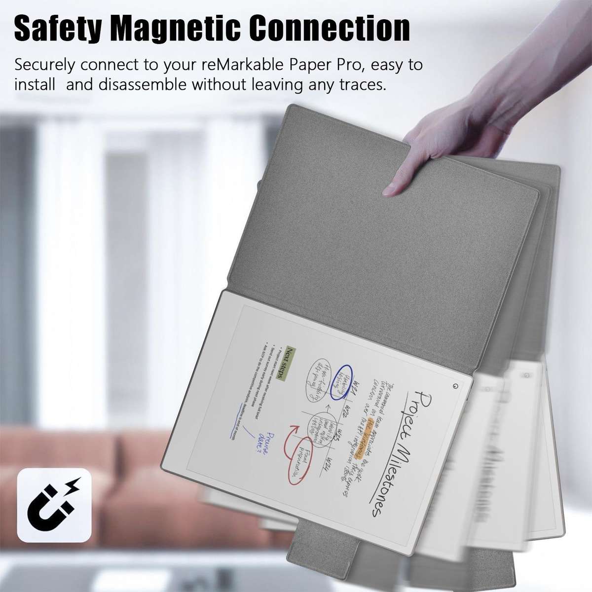 For reMarkable Paper Pro Move 7.3 Magnetic Leather Smart Tablet Case(Black)
