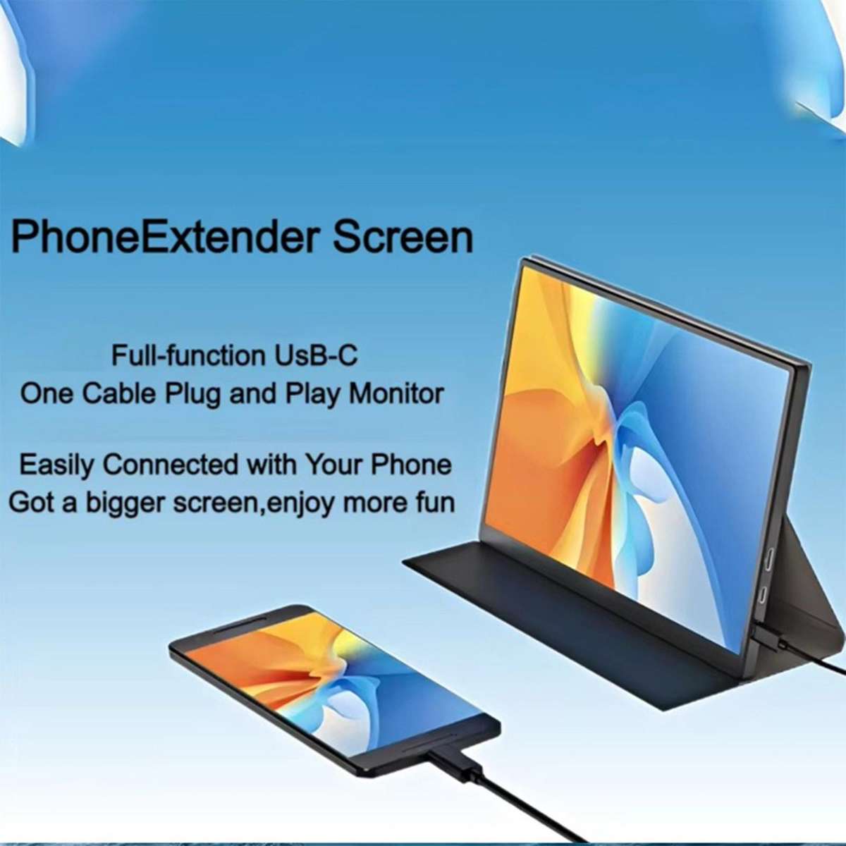 P105A01D 10.5 inch IPS Portable Monitor with HD / Type-C Extend, US Plug(Black)