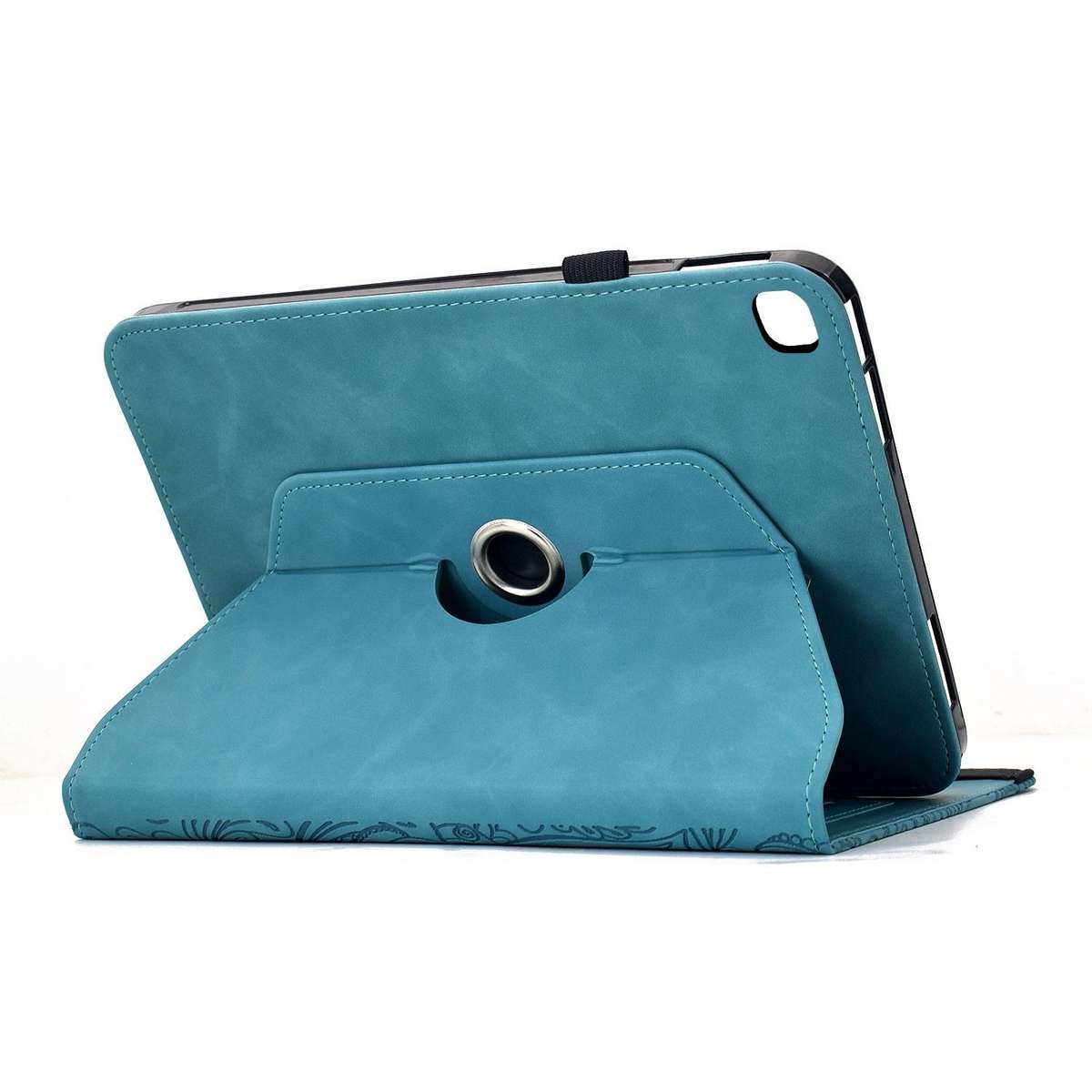 For Samsung Galaxy Tab A7 Lite Rotatable Mandala Embossed Leather Tablet Case(Light Blue)