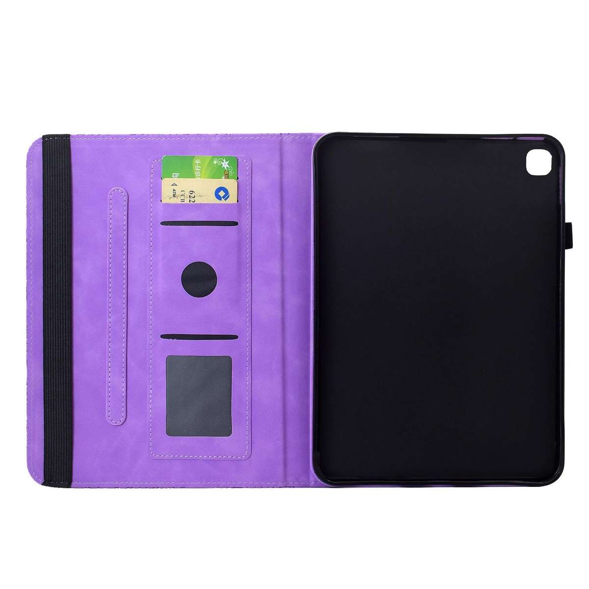 For Samsung Galaxy Tab A7 Lite Rotatable Mandala Embossed Leather Tablet Case(Purple)