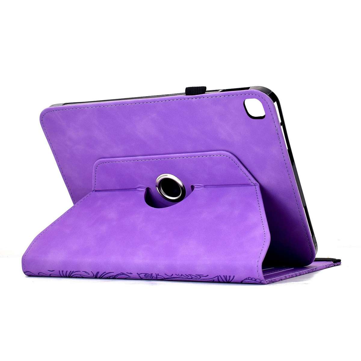 For Samsung Galaxy Tab A7 Lite Rotatable Mandala Embossed Leather Tablet Case(Purple)