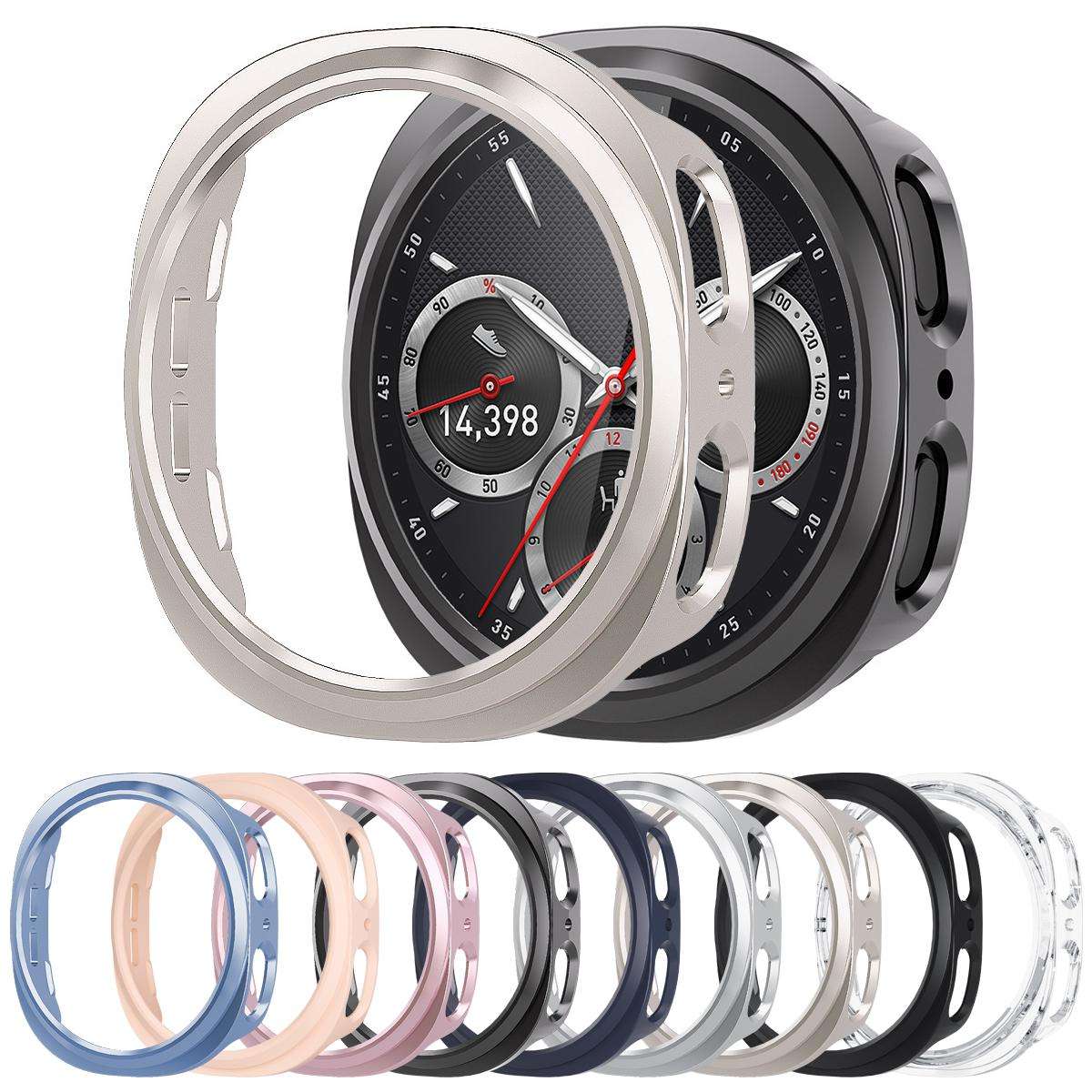 For Samsung Galaxy Watch8 Classic 46mm xDfind PC Hollow Half Coverage Watch Cover(Gunmetal)