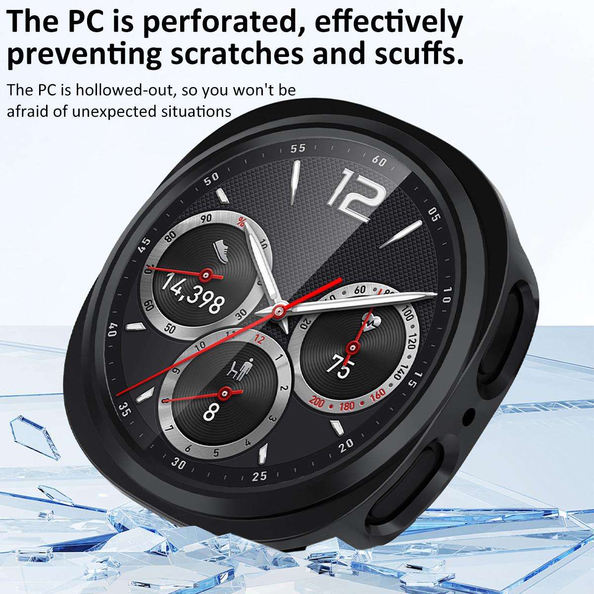 For Samsung Galaxy Watch8 Classic 46mm xDfind PC Hollow Half Coverage Watch Cover(Gunmetal)
