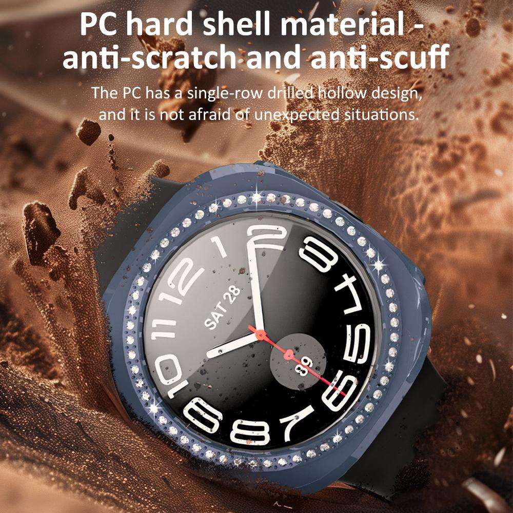 For Samsung Galaxy Watch Ultra 47mm / Ultra 2025 xDfind Single Row Diamond Hollow PC ... (Silver)