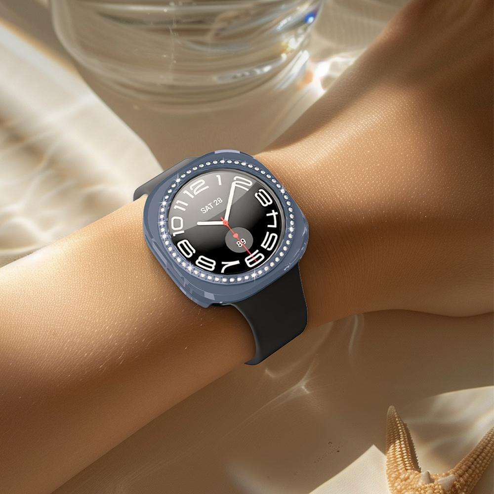 For Samsung Galaxy Watch Ultra 47mm / Ultra 2025 xDfind Single Row Diamond Hollow PC ... (Silver)