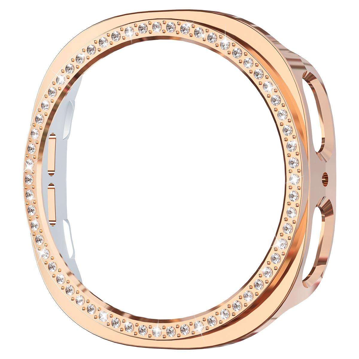 For Samsung Galaxy Watch8 44mm xDfind Single Row Diamond Hollow PC Watch Cover(Pink)