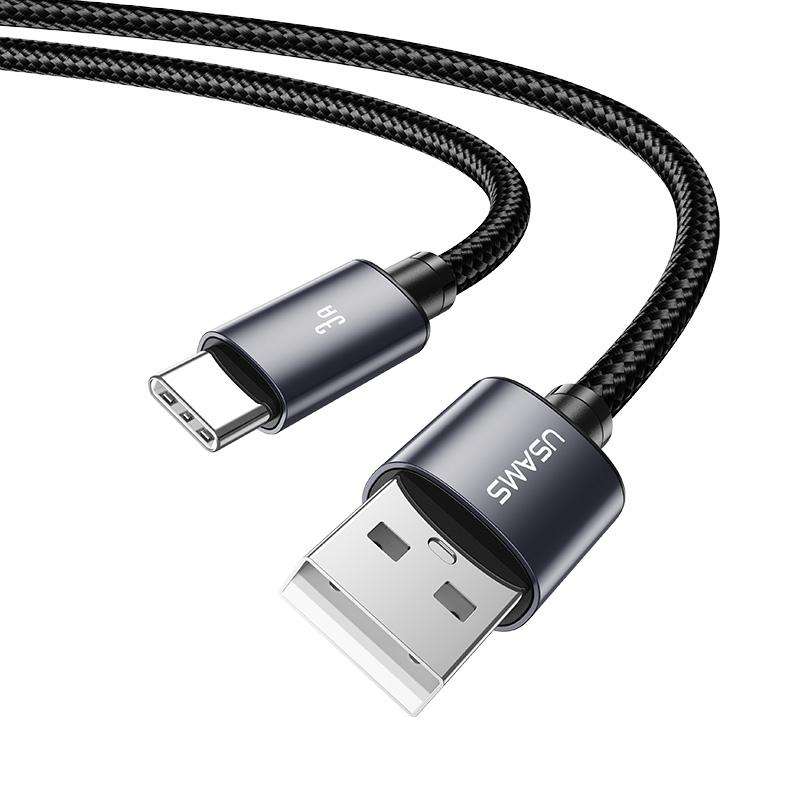 USAMS SJ767 U91 3A USB to Type-C Aluminum Alloy Fast Charging Data Cable, Length: 1m(Gun Color)