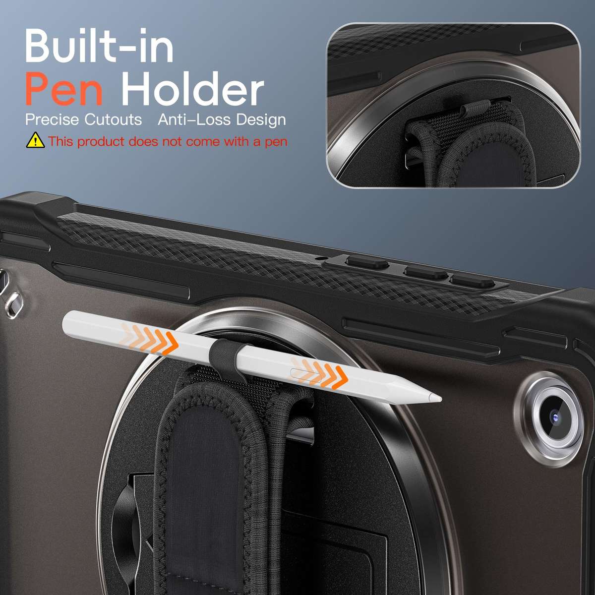 For Samsung Galaxy Tab A11 Heavy Duty Hybrid Tablet Case with Hand Grip & Strap(Black)